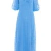 Blue Chiffon Polka Dot Midi Dress -Outlet Clothyne Store 00100034897 ZM