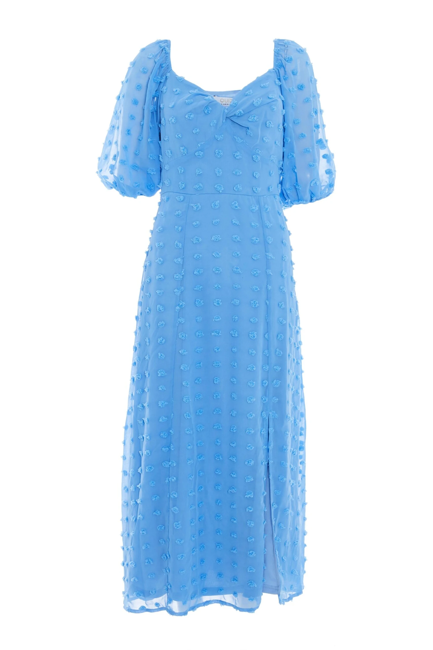 Blue Chiffon Polka Dot Midi Dress 3 Blue Chiffon Polka Dot Midi Dress