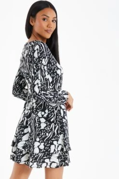 Black Animal Print Mini Dress -Outlet Clothyne Store 00100035021 XB