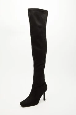Black Over The Knee Heeled Boots -Outlet Clothyne Store 00100035048 XB