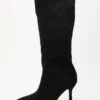 Black Faux Suede Knee High Heeled Boots -Outlet Clothyne Store 00100035066 ZM