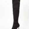 Black Over The Knee Heeled Sock Boots -Outlet Clothyne Store 00100035131 ZM