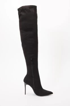 Black Over The Knee Heeled Sock Boots -Outlet Clothyne Store 00100035131 ZS
