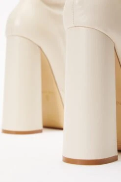 White Faux Leather Platform Heeled Boots -Outlet Clothyne Store 00100035135 ZB