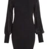 Black Light Knit Bodycon Mini Dress -Outlet Clothyne Store 00100035258 ZM