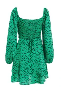 Green Animal Print Skater Dress -Outlet Clothyne Store 00100035494 ZB