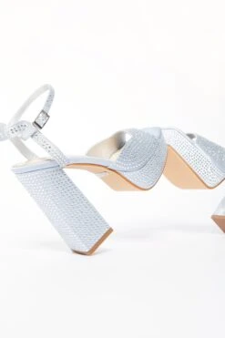 Silver Diamante Platform Heeled Sandals -Outlet Clothyne Store 00100035587 XB