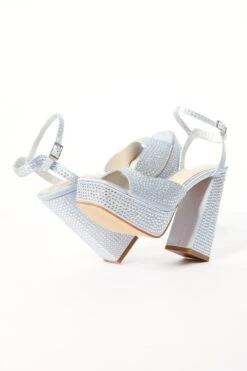 Silver Diamante Platform Heeled Sandals -Outlet Clothyne Store 00100035587 XS