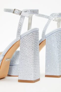 Silver Diamante Platform Heeled Sandals -Outlet Clothyne Store 00100035587 ZB