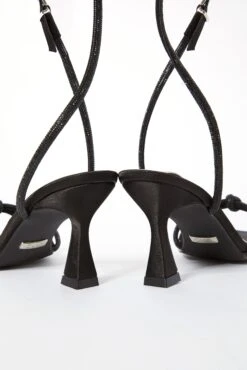 Black Satin Diamante Knot Heels -Outlet Clothyne Store 00100035597 XB