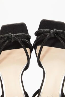 Black Satin Diamante Knot Heels -Outlet Clothyne Store 00100035597 ZB