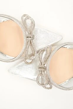 Silver Clear Diamante Bow Court Heels -Outlet Clothyne Store 00100035605 ZB