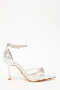 Silver Clear Diamante Bow Court Heels -Outlet Clothyne Store 00100035605 ZS