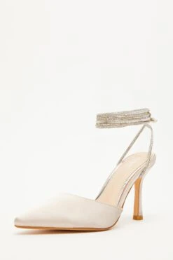 Champagne Satin Diamante Court Heels -Outlet Clothyne Store 00100035607 XB
