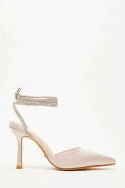 Champagne Satin Diamante Court Heels -Outlet Clothyne Store 00100035607 ZS