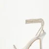 Silver Satin Clear Ankle Tie Heeled Sandals -Outlet Clothyne Store 00100035617 ZM