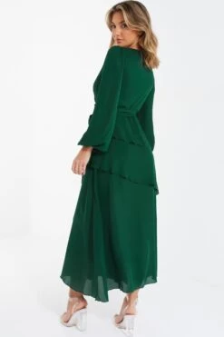 Green Chiffon Wrap Maxi Dress -Outlet Clothyne Store 00100035677 XB