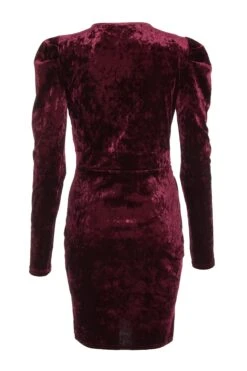 Berry Velvet Wrap Bodycon Mini Dress -Outlet Clothyne Store 00100035717 ZB