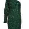 Bottle Green Sequin One Shoulder Mini Dress -Outlet Clothyne Store 00100035761 ZM