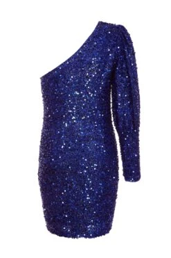 Royal Blue Sequin One Shoulder Mini Dress -Outlet Clothyne Store 00100035762 ZB
