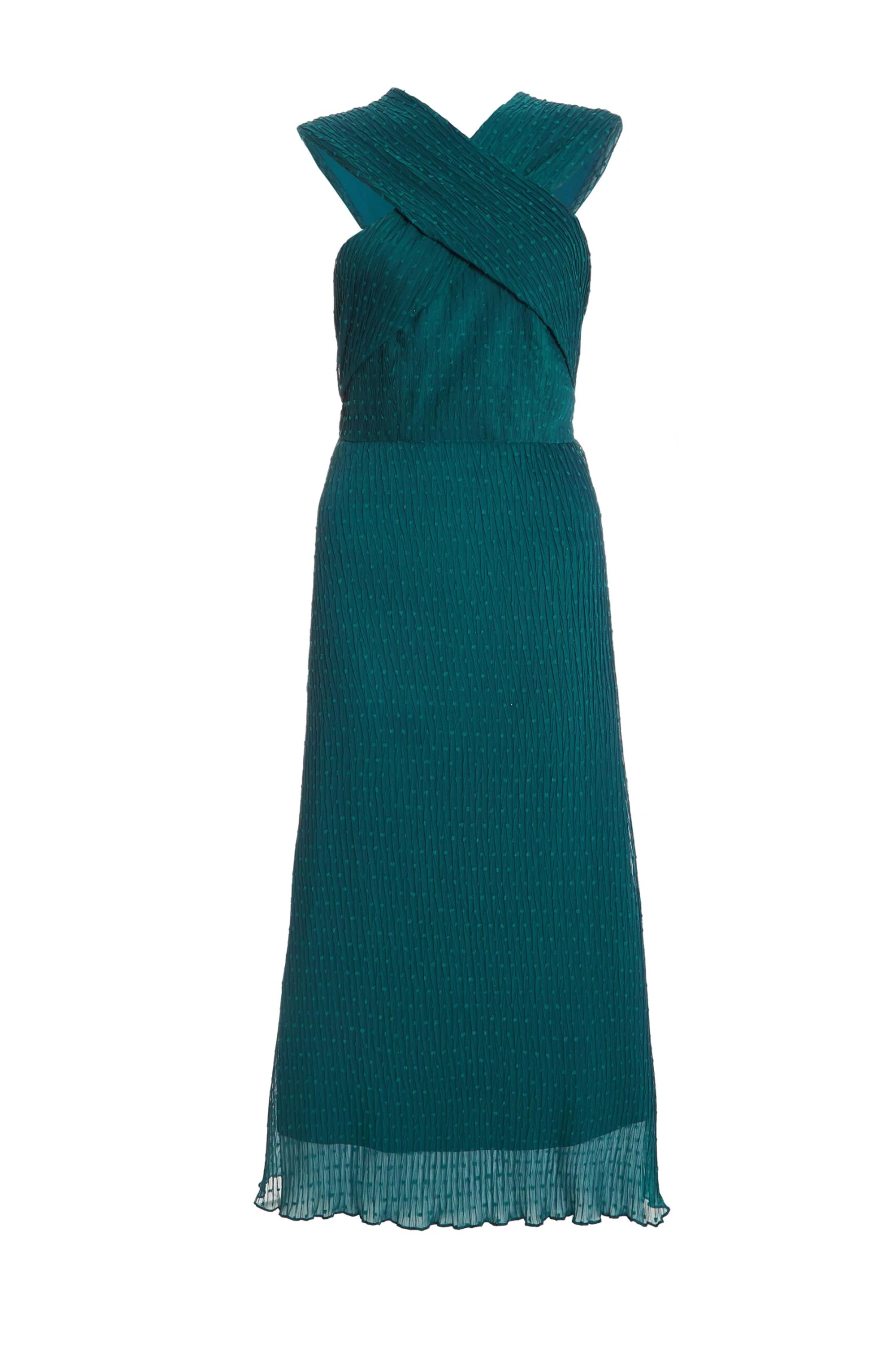 Teal Chiffon Crinkle Halter Neck Midi Dress 3 Teal Chiffon Crinkle Halter Neck Midi Dress