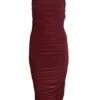 Wine Ruched Bodycon Midi Dress -Outlet Clothyne Store 00100035792 ZM
