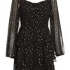 Black Chiffon Foil Tiered Mini Dress -Outlet Clothyne Store 00100035887 ZM
