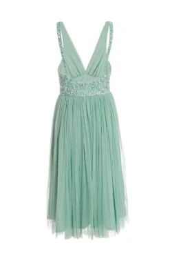 Green Sequin Tulle Midi Dress -Outlet Clothyne Store 00100035920 ZB