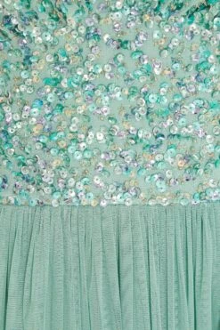 Green Sequin Tulle Midi Dress -Outlet Clothyne Store 00100035920 ZS