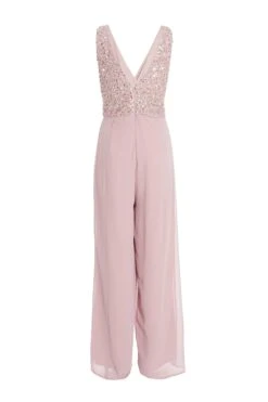 Pink Chiffon Embellished Palazzo Jumpsuit -Outlet Clothyne Store 00100035924 ZB
