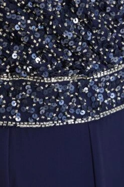 Navy Chiffon Embellished Palazzo Jumpsuit -Outlet Clothyne Store 00100035925 ZS