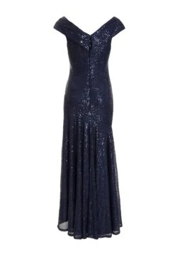 Navy Sequin Ruched Maxi Dress -Outlet Clothyne Store 00100035930 ZB
