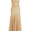 Gold Sequin Ruched Maxi Dress -Outlet Clothyne Store 00100035932 ZM