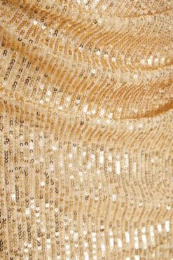 Gold Sequin Ruched Maxi Dress -Outlet Clothyne Store 00100035932 ZS