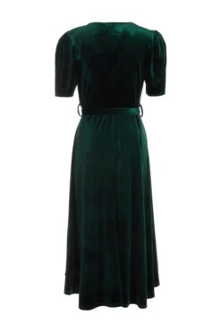 Bottle Green Velvet Wrap Midi Dress 12 Bottle Green Velvet Wrap Midi Dress -Outlet Clothyne Store 00100036005 ZB