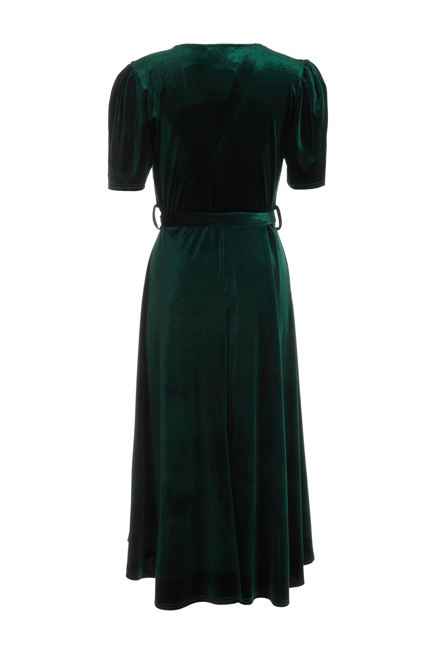 Bottle Green Velvet Wrap Midi Dress 7 Bottle Green Velvet Wrap Midi Dress - Image 5