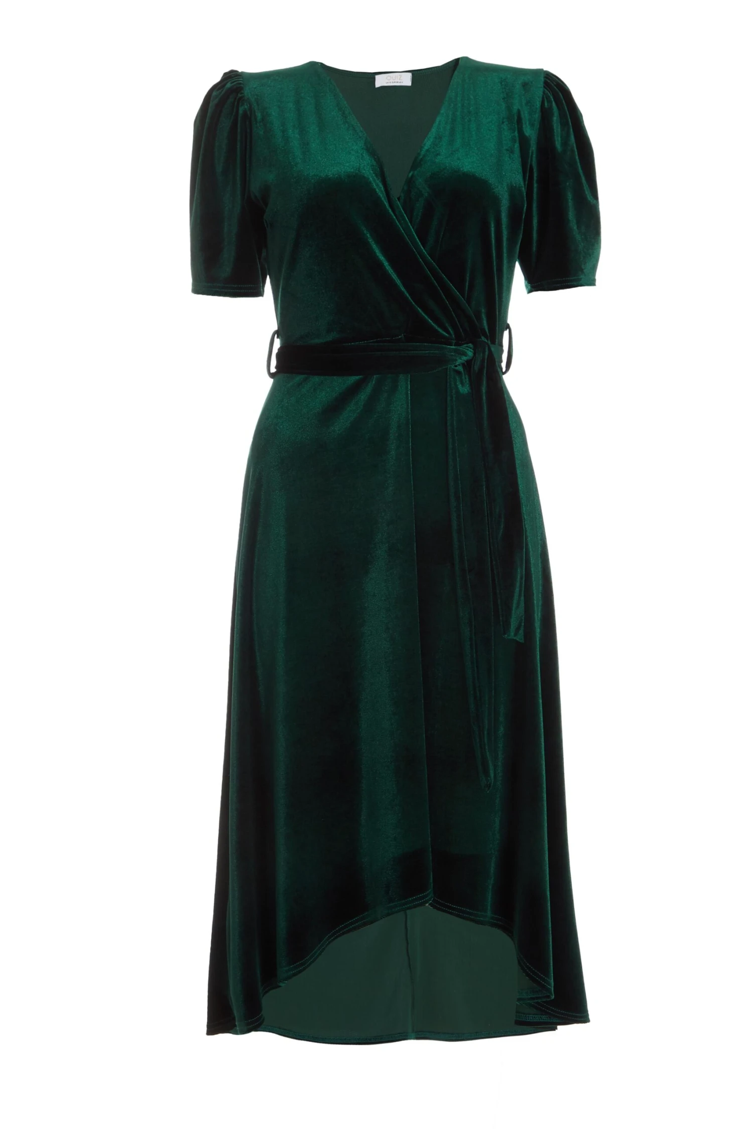 Bottle Green Velvet Wrap Midi Dress 3 Bottle Green Velvet Wrap Midi Dress