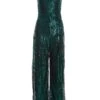 Bottle Green Sequin Cowl Neck Palazzo Jumpsuit -Outlet Clothyne Store 00100036010 ZM