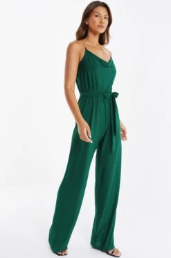 Green Cowl Neck Palazzo Jumpsuit -Outlet Clothyne Store 00100036012 XS