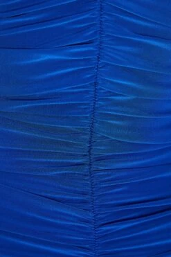 Royal Blue Ruched V Neck Bodycon Midi Dress -Outlet Clothyne Store 00100036038 ZS