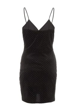 Black Velvet Glitter Polka Dot Mini Dress 12 Black Velvet Glitter Polka Dot Mini Dress -Outlet Clothyne Store 00100036074 ZB