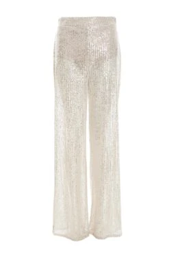 Champagne Sequin Palazzo Trousers