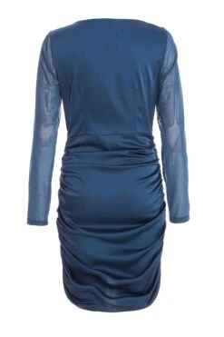 Blue Satin Ruched Mini Dress -Outlet Clothyne Store 00100036170 ZB