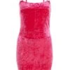Pink Velvet Bodycon Mini Dress -Outlet Clothyne Store 00100036173 ZM