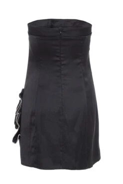 Black Satin Bow Mini Dress -Outlet Clothyne Store 00100036179 ZB