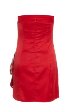 Red Satin Bow Mini Dress -Outlet Clothyne Store 00100036180 ZB