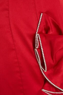 Red Satin Bow Mini Dress -Outlet Clothyne Store 00100036180 ZS