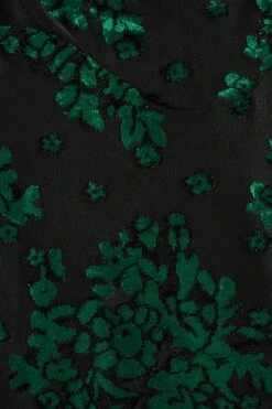 Bottle Green Velvet Floral Midi Dress -Outlet Clothyne Store 00100036201 ZS