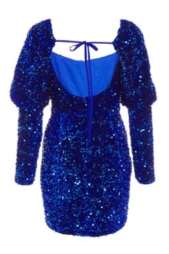 Royal Blue Sequin Bodycon Mini Dress -Outlet Clothyne Store 00100036203 ZB