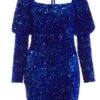 Royal Blue Sequin Bodycon Mini Dress -Outlet Clothyne Store 00100036203 ZM